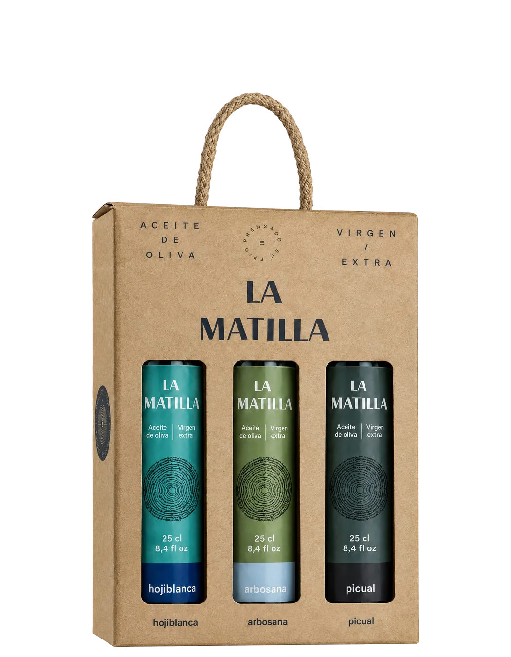 Pack de tres monovarietales: Arbosana, Hojiblanca y Picual 3 × 250 ml