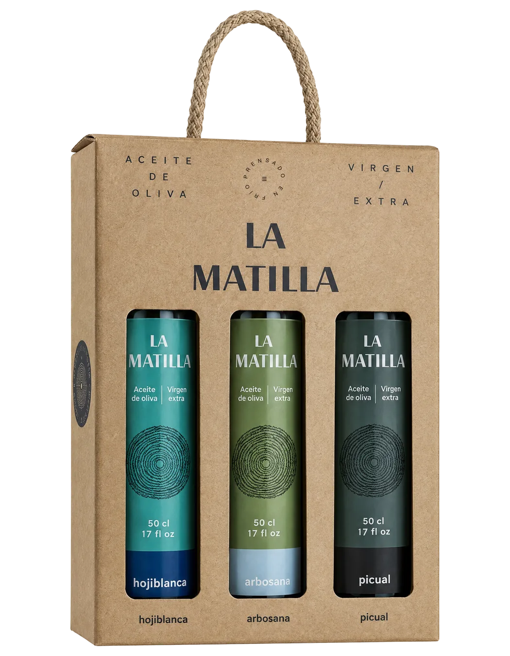 Pack de tres monovarietales: Arbosana, Hojiblanca y Picual 3 × 500 ml