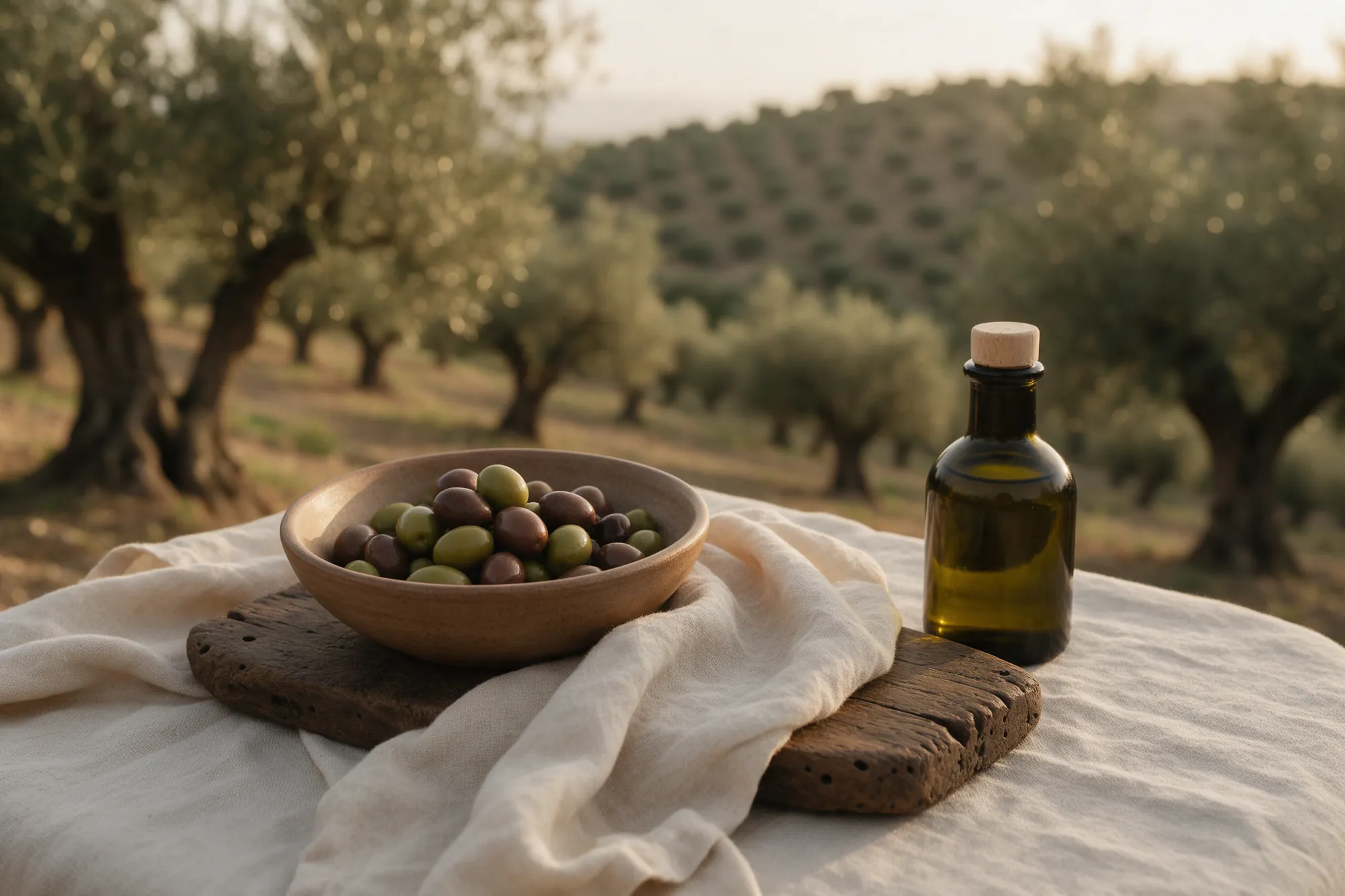 Olivar andaluz al atardecer