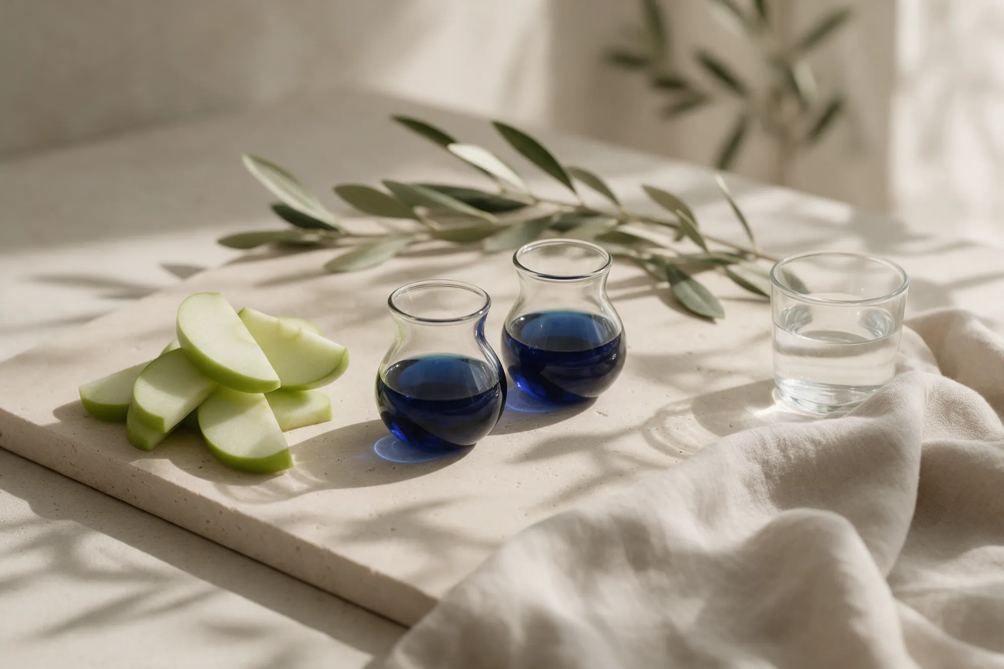 Copas azules de cata de aceite