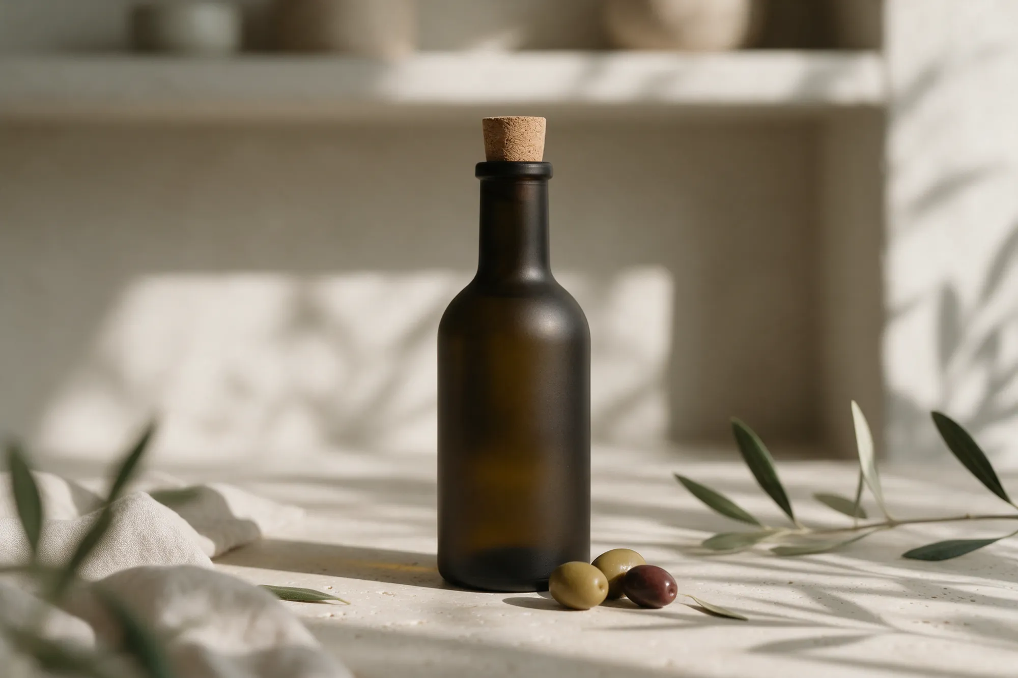 Bouteille foncée protégée de la lumière