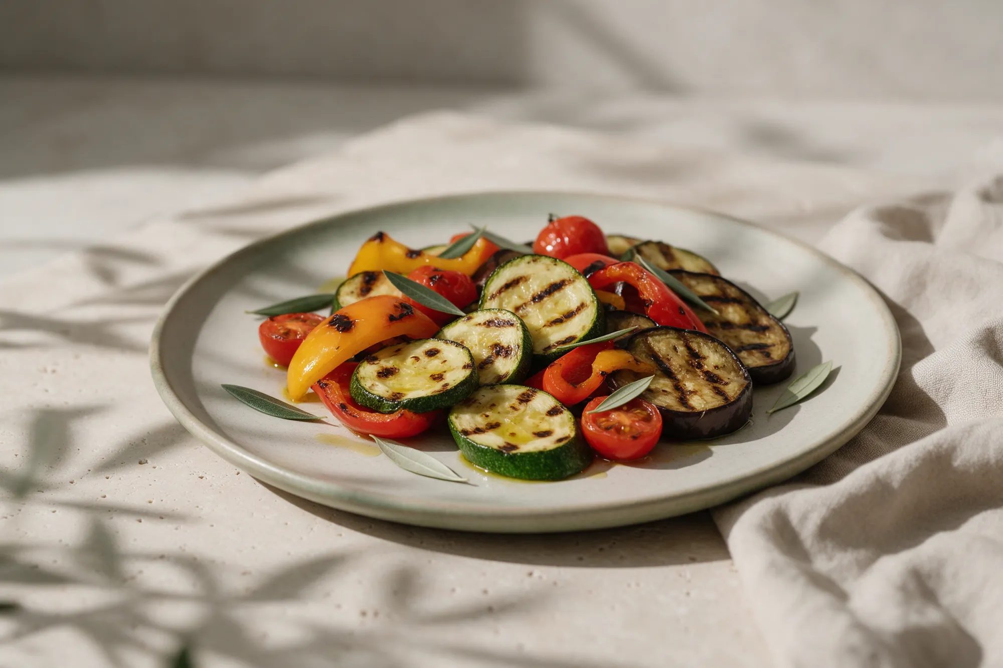 Verduras a la plancha con aceite